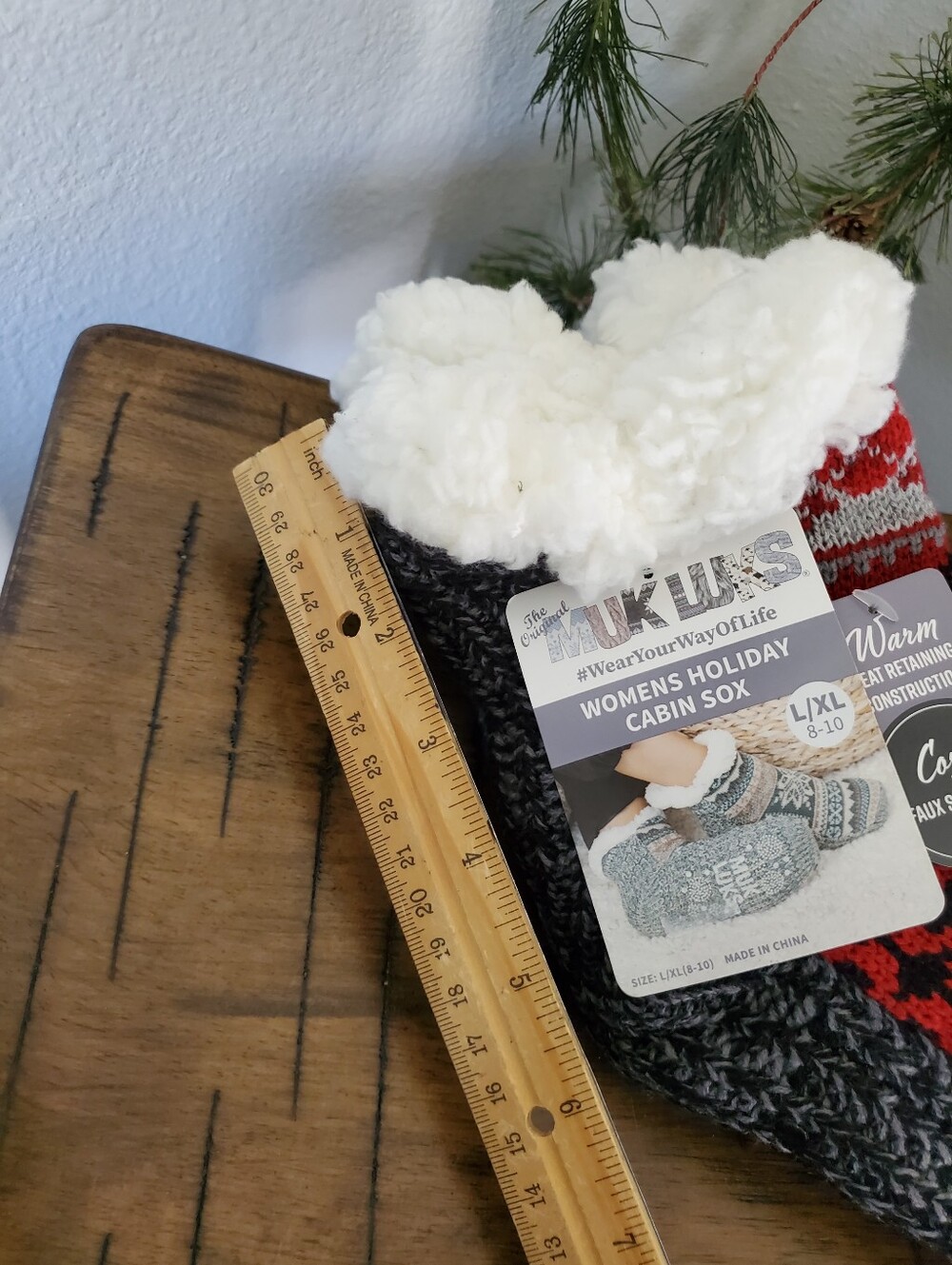 MUK LUKS Holiday Cabin Slipper Socks Faux Shearling Lined Nordic - Picture 4 of 7